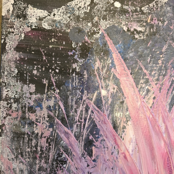 HANDCRAFTED Abstract Painting HANDPAINTED Wall Art Decor Pink Gray Purple Blue - Picture 4 of 17